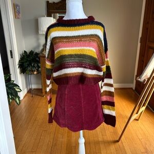 NWT Altar'd State Skirt and Colorful Striped Sweater